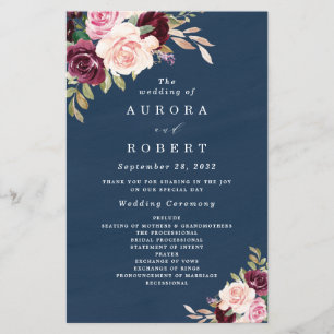 Programas de Casamento de Blush Dourado da Borgonh