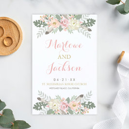Programas de Casamento de Boho Floral, Rosa e Dour