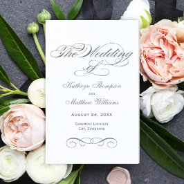 Programas de Casamento de Caligrafia para Cinzas d