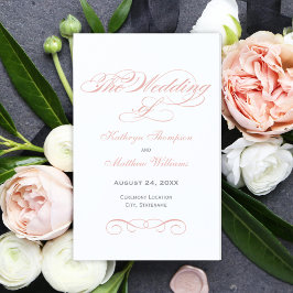 Programas de Casamento de Caligrafia Rosa com Toqu