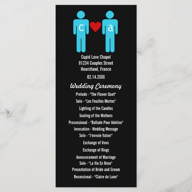 Programas de Casamento de Casais Monogramas (Frente)
