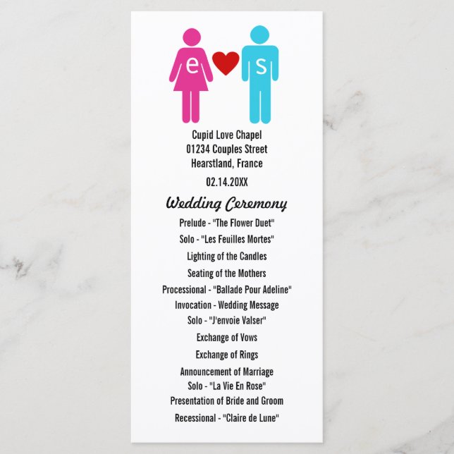 Programas de Casamento de Casais Monogramas (Frente)
