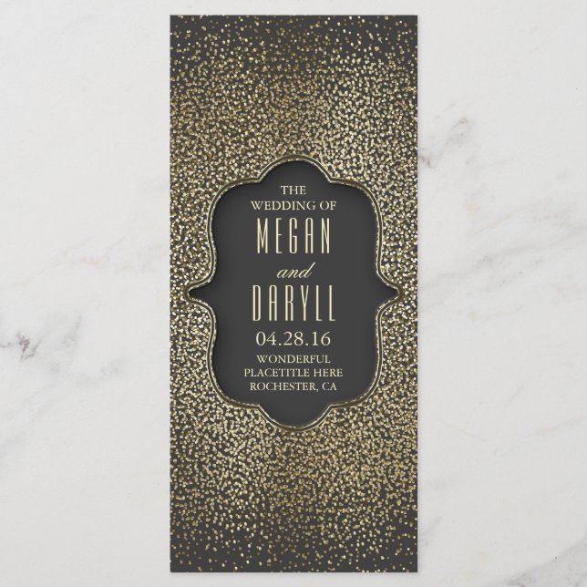 Programas de Casamento de Confetti Glitter Dourado (Frente)
