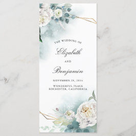 Programas de Casamento de Flores Brancas e Greener