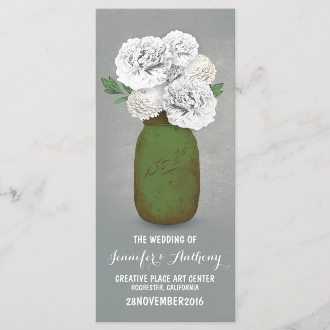 Programas de casamento de flores brancas pintadas (Frente)