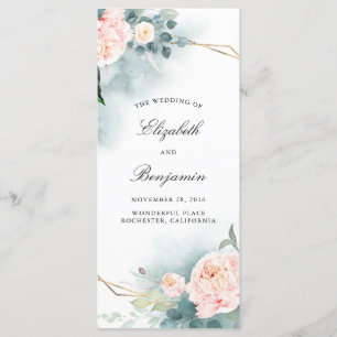 Programas de Casamento de Flores Vermelhos e Rosa