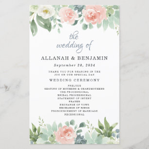 Programas De Casamento De Jardins Florais Dusty Bl
