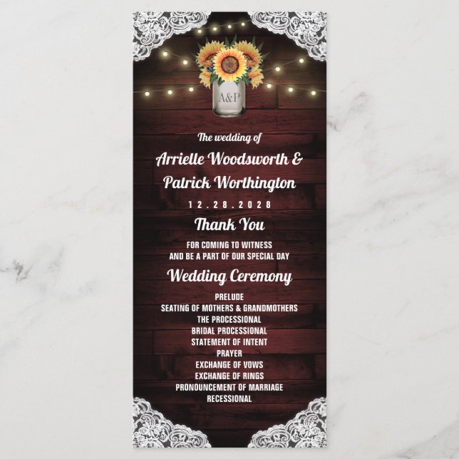 Programas de Casamento de Jarro de Pedreiro de Gir (Frente)