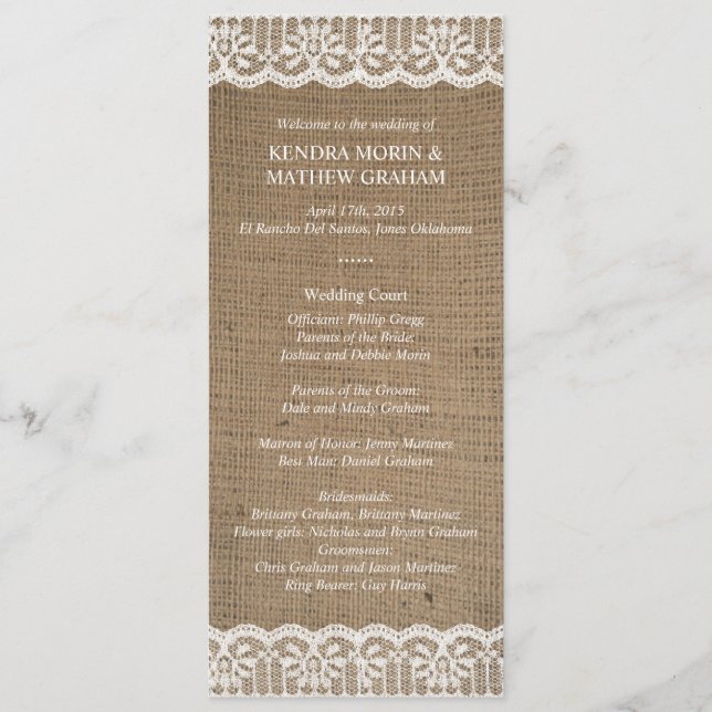 Programas de Casamento de Locais Rústicos Premium  (Frente)