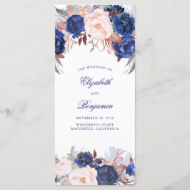 Programas De Casamento De marinho Floral Por Aquar