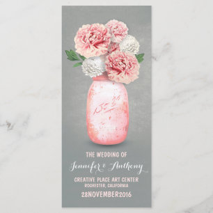 Programas de casamento de mason jar pintados