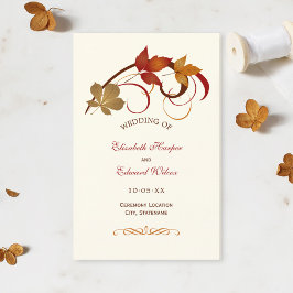 Programas de Casamento de Outono com Folhas Caindo