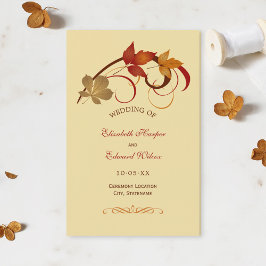 Programas de Casamento de Outono com Folhas Caindo