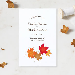 Programas de Casamento de Outono Elegantes com Fol