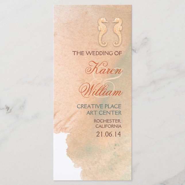 Programas de casamento de praia elegantes (Frente)