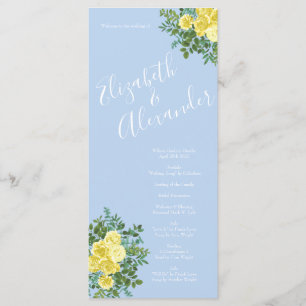 Programas de Casamento de Rosa Azul Pálido Amarel
