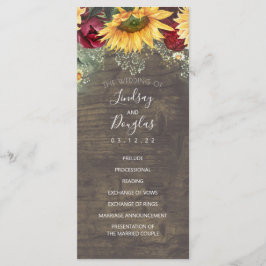 Programas de Casamento de Rosas vermelhas Sunflowe