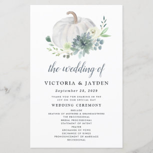 Programas de Casamento de Suculentas Elegantes com