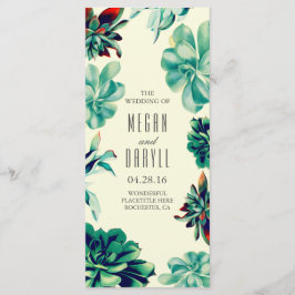 Programas De Casamento De Teal Floral Suculente