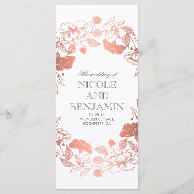 Programas de Casamento do Jardim Floral de Rosa Fl (Frente)