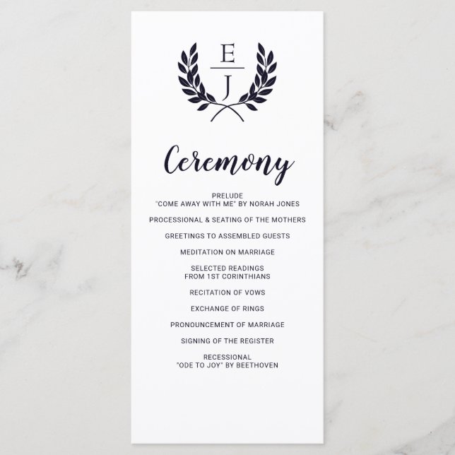 Programas de Casamento do Monograma Clássico do ma (Frente)