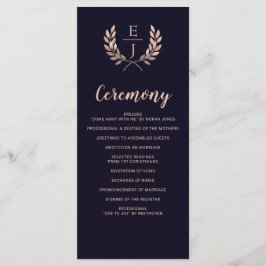 Programas de Casamento do Monograma Dourado do Ros