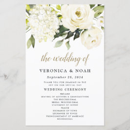 Programas de Casamento Dourado de Rosa Branco da H