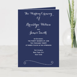 Programas de Casamento Elegante Azul-marinho