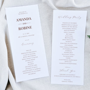 Programas de Casamento Elegante Marrom Minimalista