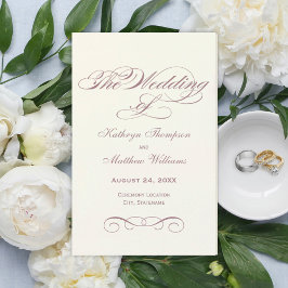 Programas de Casamento Elegantes com Caligrafia Ma