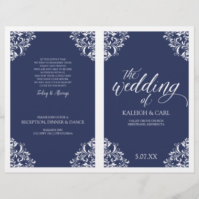 Programas de Casamento Elegantes -Nadine (Azul Mar (Frente)