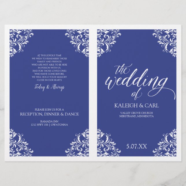 Programas de Casamento Elegantes -Nadine (Azul Rea (Frente)