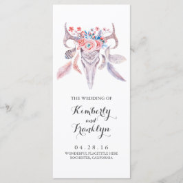 programas de casamento floral de boho aquoso