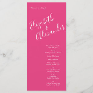 Programas De Casamento Floral De Cor Rosa Brilhant