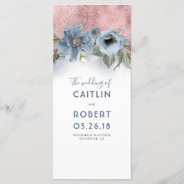 Programas de Casamento Floral de Dusty Blue e Rosa