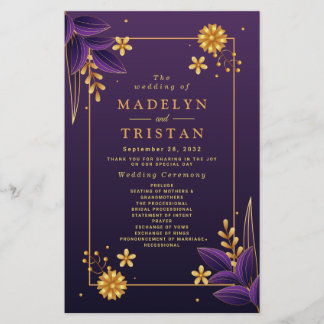 Programas de Casamento Floral de Estética Dourada 