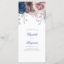 Programas de Casamento Floral de marinho Azul e Ma