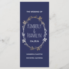 Programas de Casamento Floral de marinho e Dourado