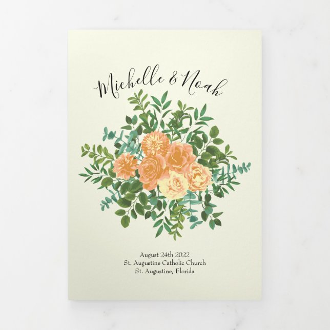 Programas De Casamento Floral De Peach & Ivory Peo (Cobrir)