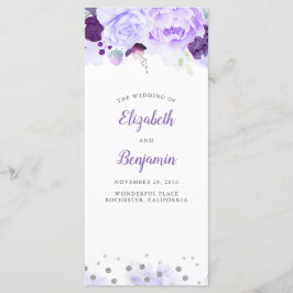 Programas de Casamento Floral de Púrpura e Prata