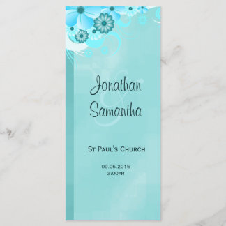 Programas de Casamento Floral de Teal Azul-Escuro 