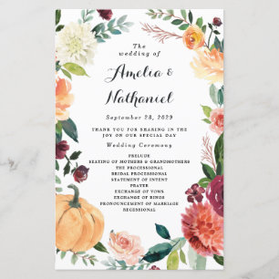 Programas De Casamento Floral Do Outono Elegante D