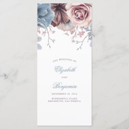 Programas de Casamento Floral Dusty Blue e Mauve