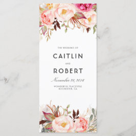 Programas De Casamento Floral Elegante Rosa Esbran
