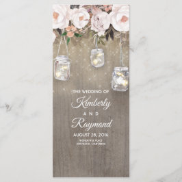 Programas de Casamento Floral Rustic Mason Jar Lig