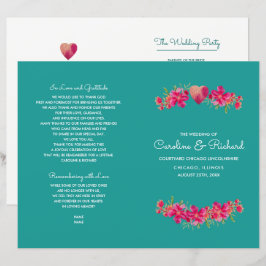 Programas de Casamento Floral Turquoise Fuchsia