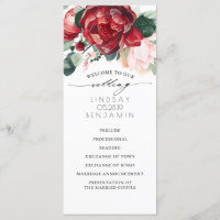 Programas de Casamento Floral Vermelho e Rosa Turc