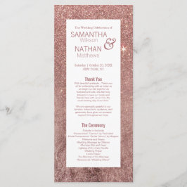 Programas de Casamento Glitter Dourado Rosa Girly 