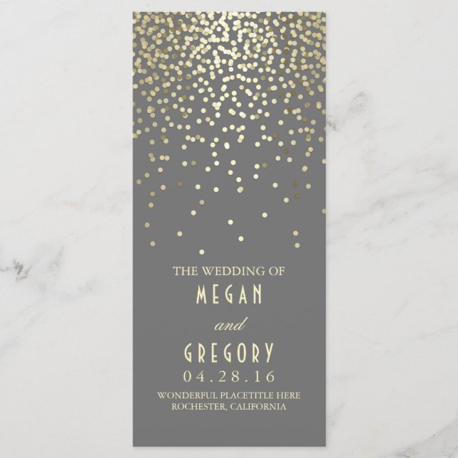 Programas de Casamento Gold Foil Confetti (Frente)