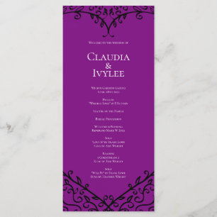 Programas de Casamento Gótico de Coração Roxo e Ne